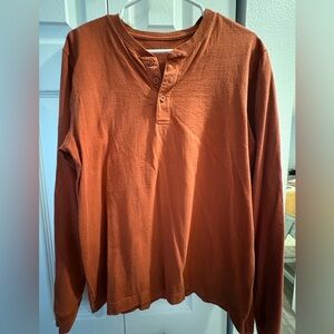GAP Men's Burnt Orange Long Sleeve Henley